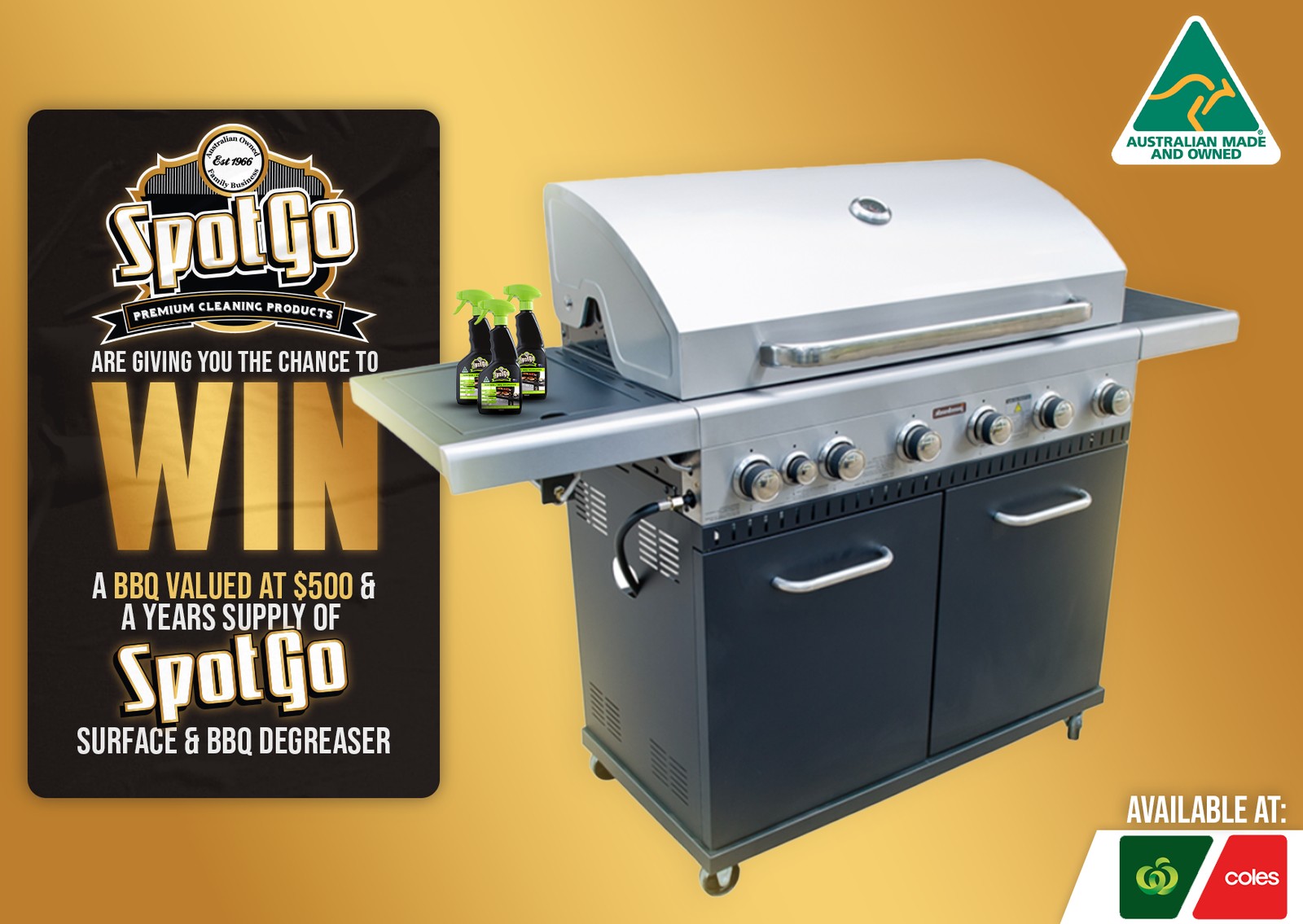 SpotGo are giving you the chance to win a BBQ valued at $500 and a year&aps;s supply of SpotGo Surface and BBQ Degreaser
